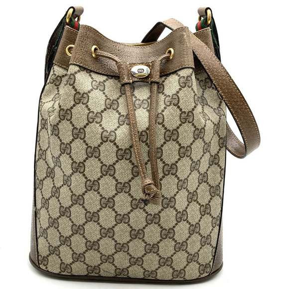 GUCCI 41 02 Shoulder Bag Brown GG Supreme Canvas Leather Women's ITFSEWZZKNAO - Picture 1 of 10